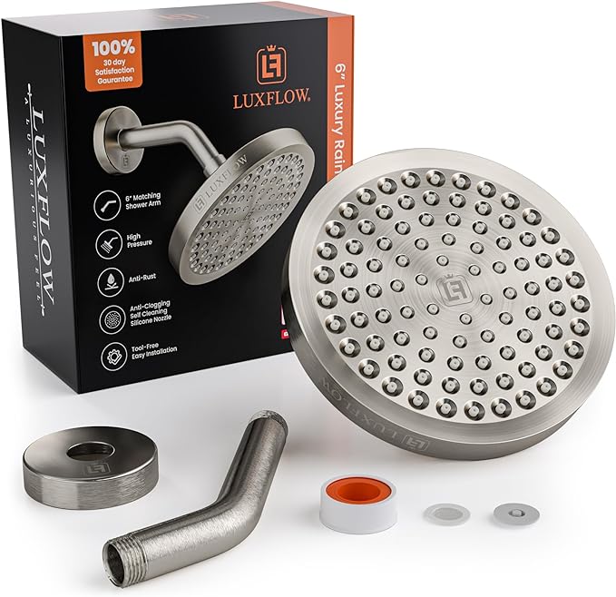 Luxflow 6in. High Pressure Shower Head (Brushed Nickel)