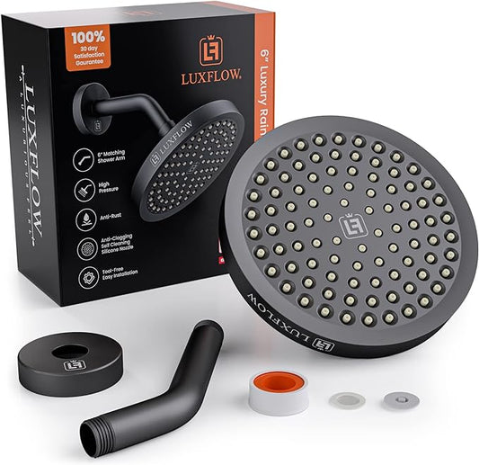 Luxflow 6in. High Pressure Shower Head (Matte Black)