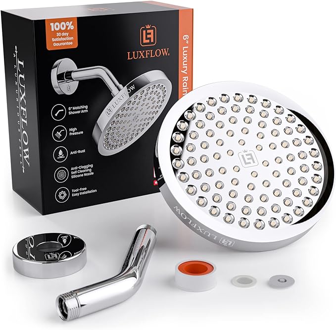 Luxflow 6in. High Pressure Shower Head (Polished Chrome)