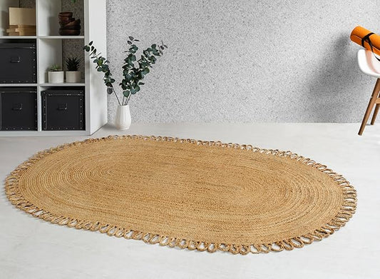 MORE Natural Fiber Handwoven Jute Rug - 5x8