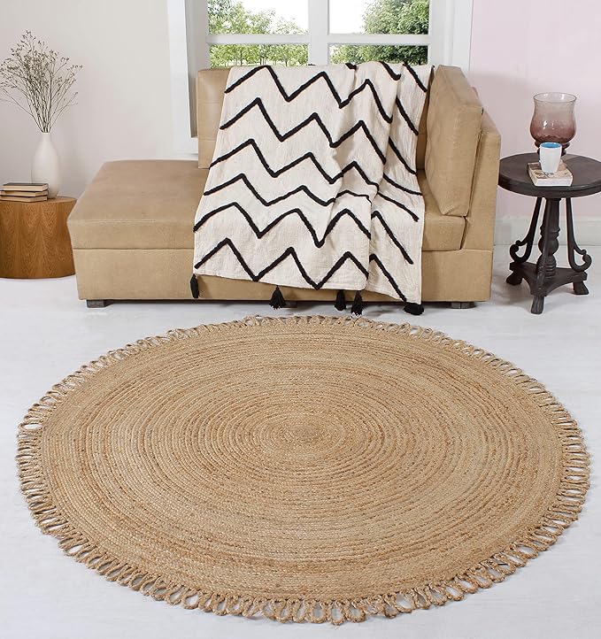 MORE Natural Fiber Handwoven Jute Rug - 3ft