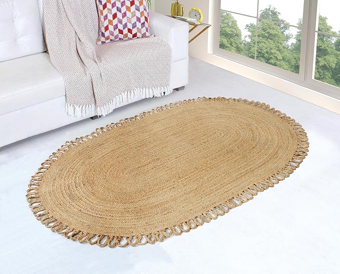 MORE Natural Fiber Handwoven Jute Rug - 5x8