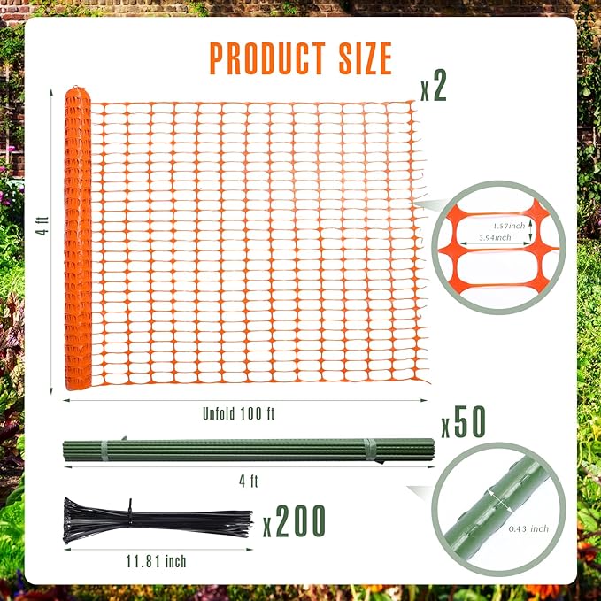 Construction 2 Roll Plastic Garden/safety Fencing 4x100