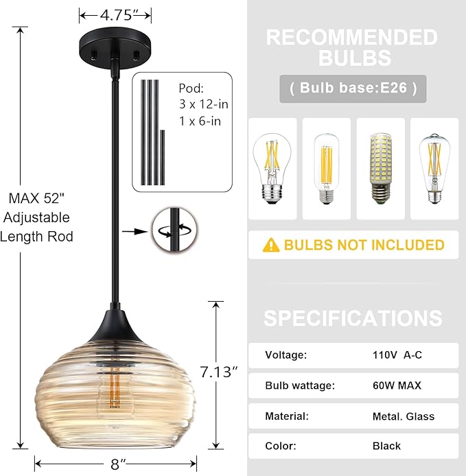 Rainlight Pendant Light- 2Pk (Black Finish)