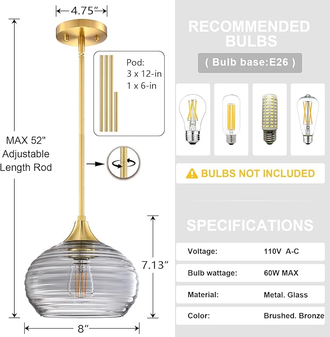 Rainlight Pendant Light- 2Pk (Brushed Bronze Finish)