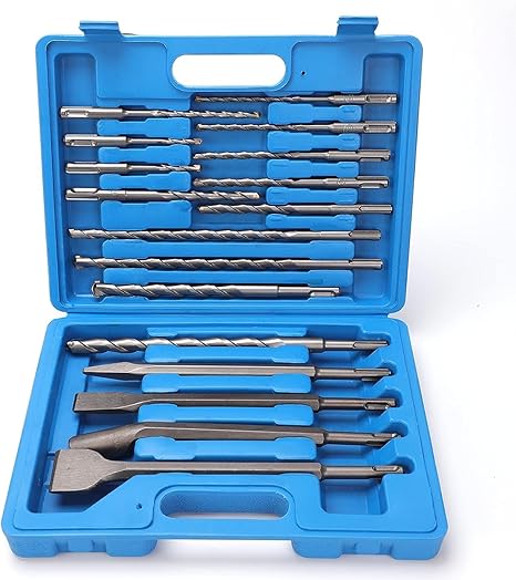 Yougfin SDS Rotary Hammer Drill Bit Set 17pc w/ Storage Case