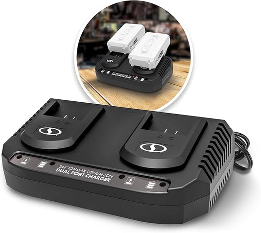 Snow Joe 24VCHRG-DPC 24V IONMAX Dual Port Quick Charge Docking Station