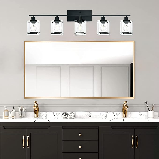 Teluce Modern 5-Light Vanity Light Fixture ( Black Finish )