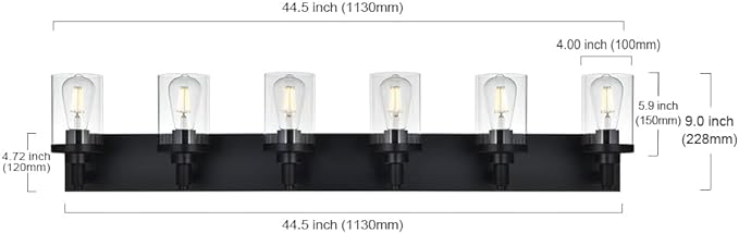 Teluce 6-Light Vanity Light Fixture ( Black Finish )