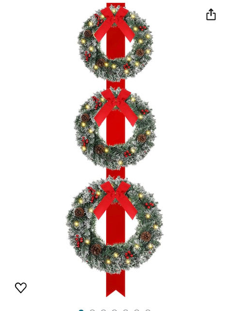 Craftsatin Triple Christmas Lighted Wreath Set