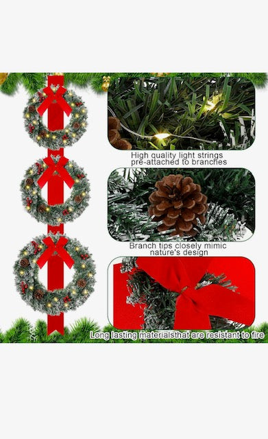 Craftsatin Triple Christmas Lighted Wreath Set