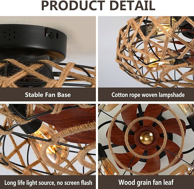 Zuzanny 20in. Boho Caged Ceiling Fan